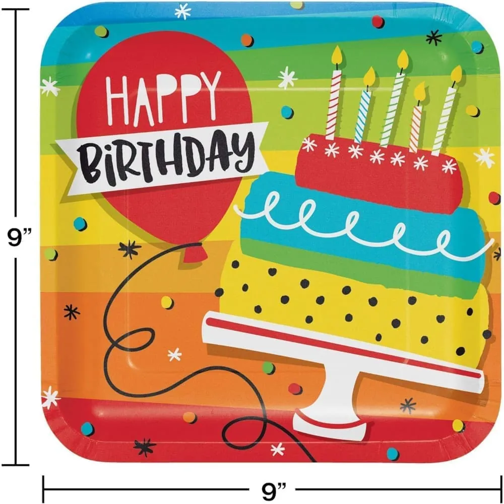 Plato Torta Cumpleaños X8 Piezas 22.86 Cm