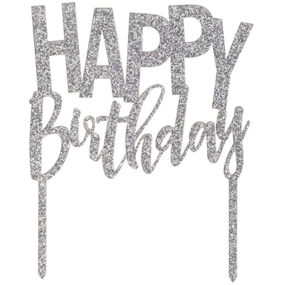 Pick Happy Birthday Plateado