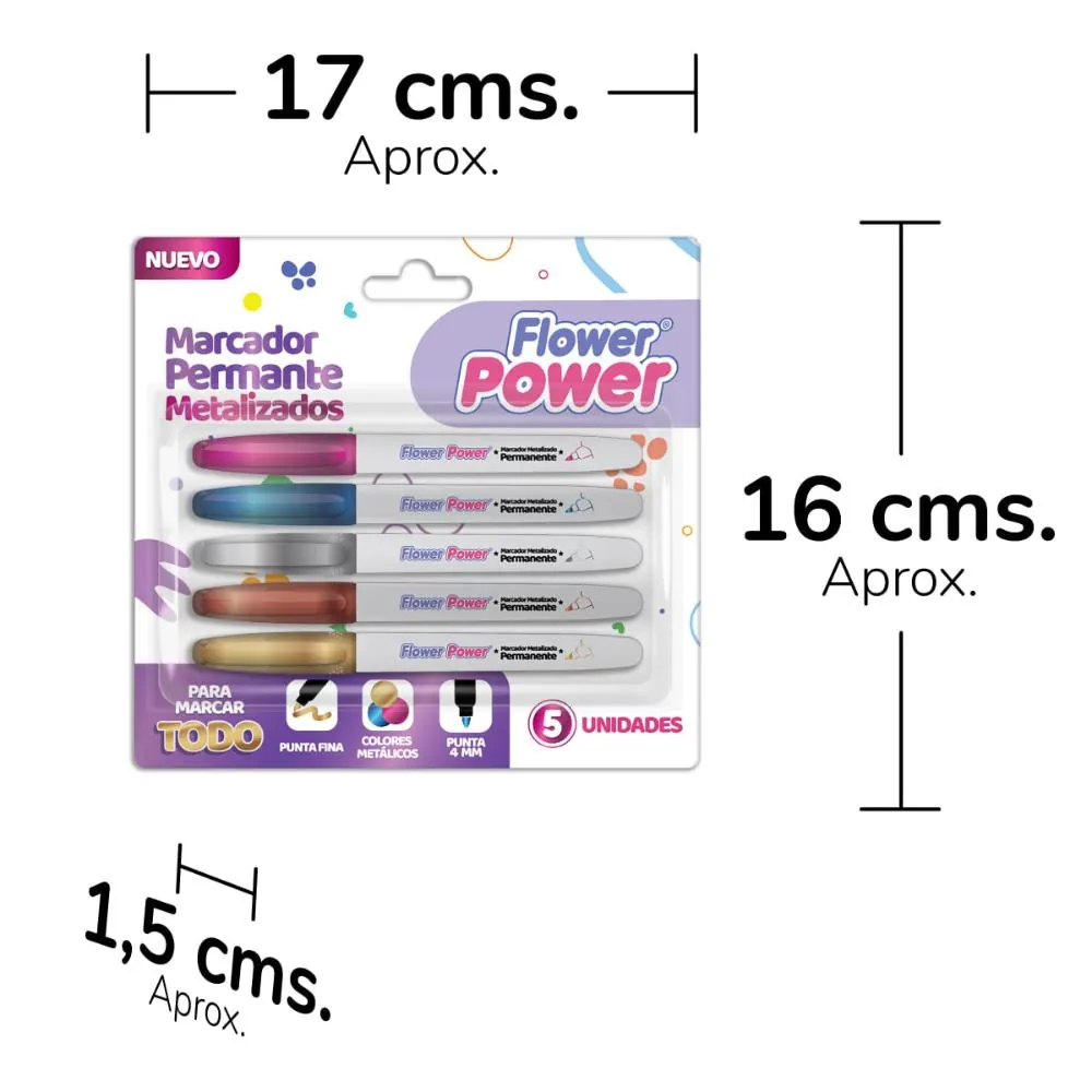 Marcador Permanente Metalico X5
