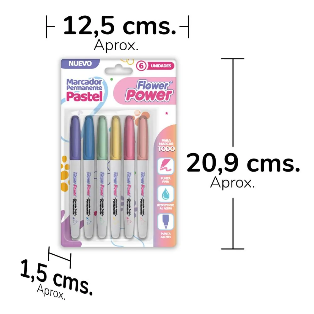 Marcador Permanente Pastel X6 Co