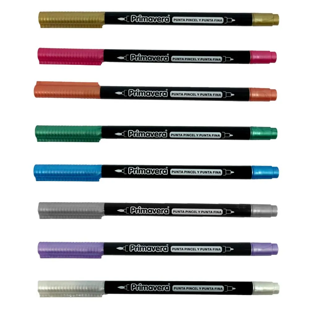 Doble Punta Pincel+Coni Metal X 8 Color
