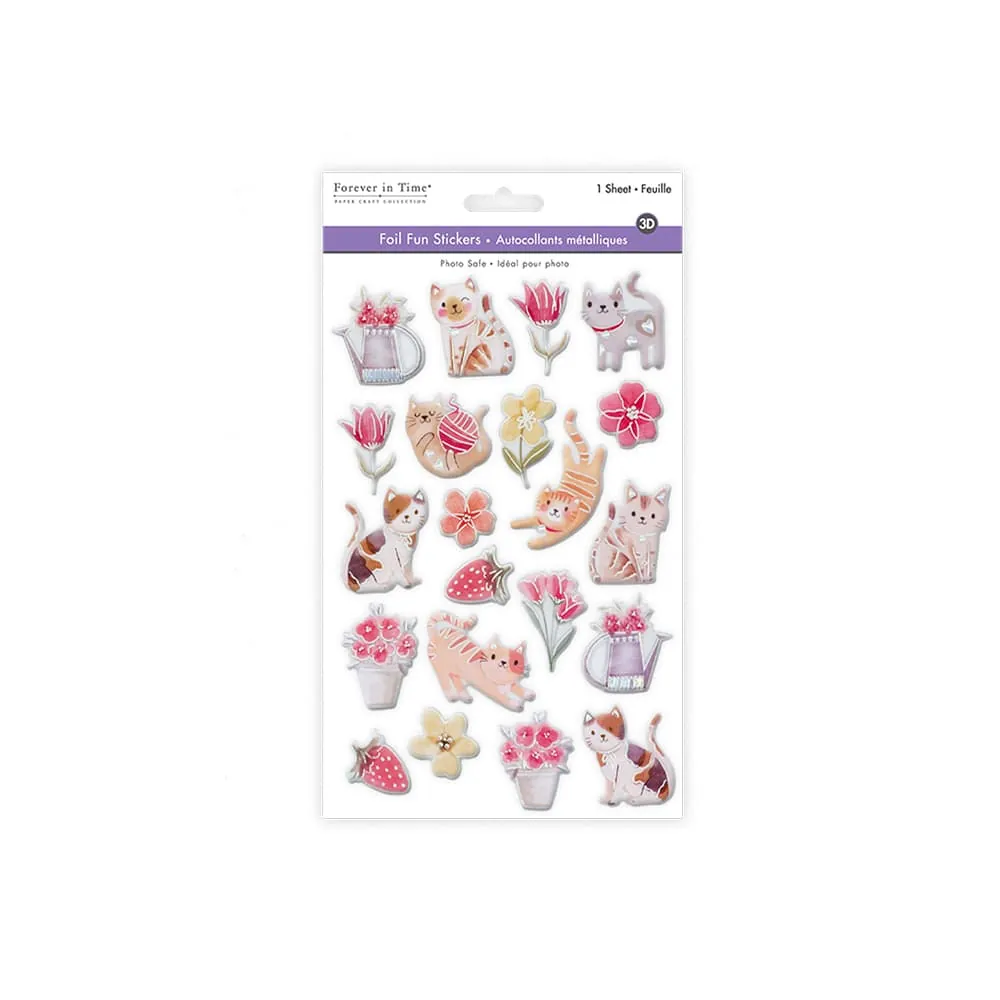 Stickers Metalizado Gato Flor