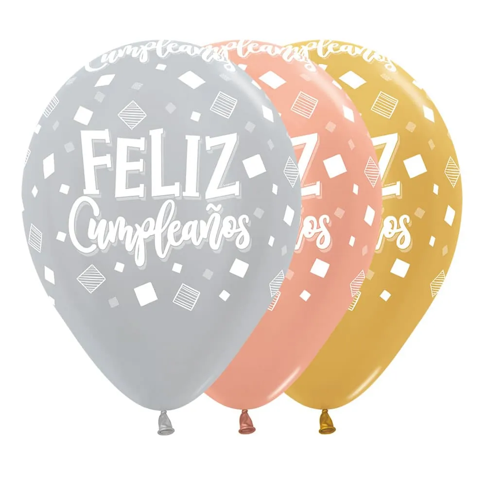 Globo X50 Látex Feliz Cumpleaños Surtido R-12