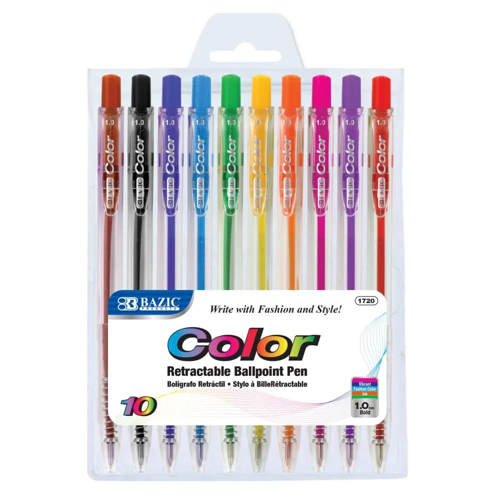 Bolígrafo Retractil Colores x10