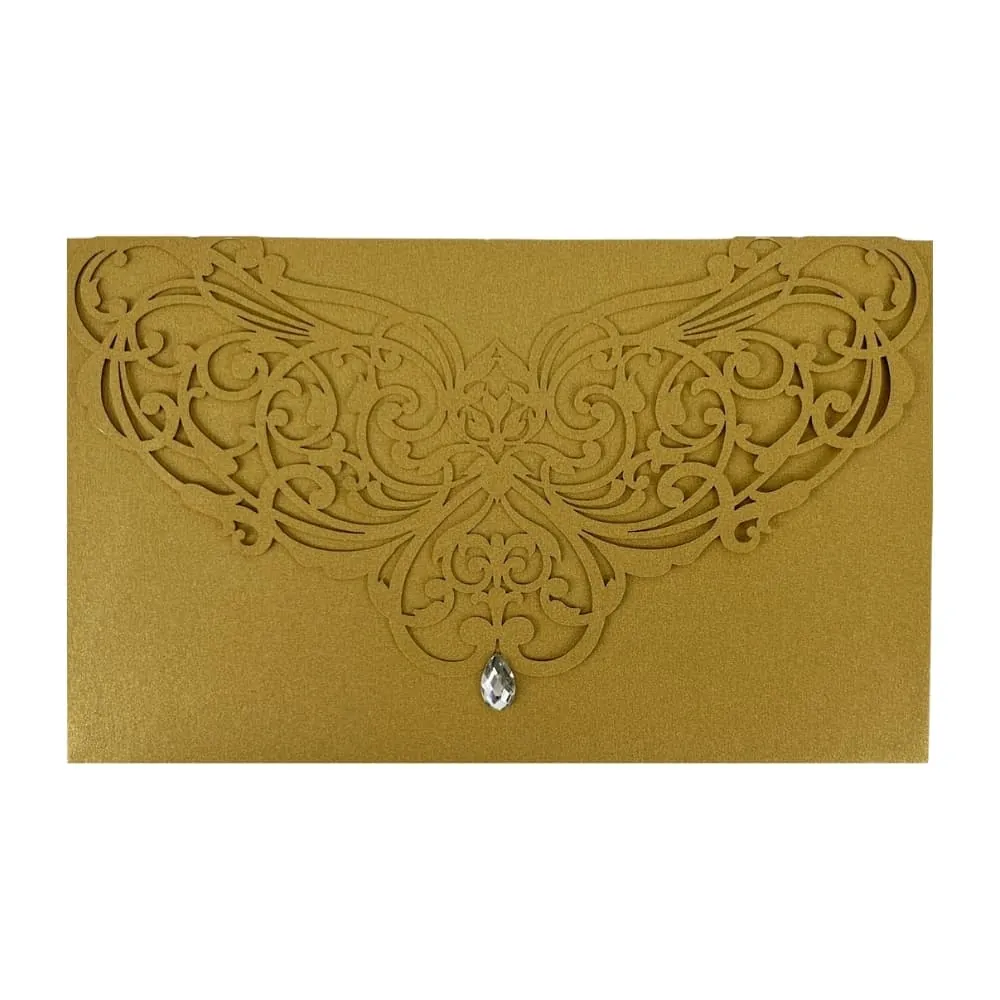 Invitacion Troquelado Dorado 12X18 Cm