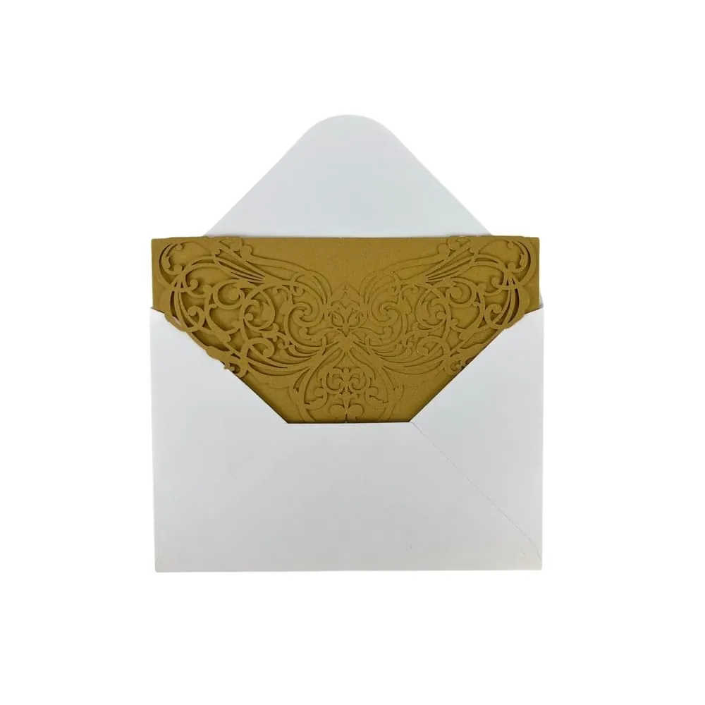Invitacion Troquelado Dorado 12X18 Cm