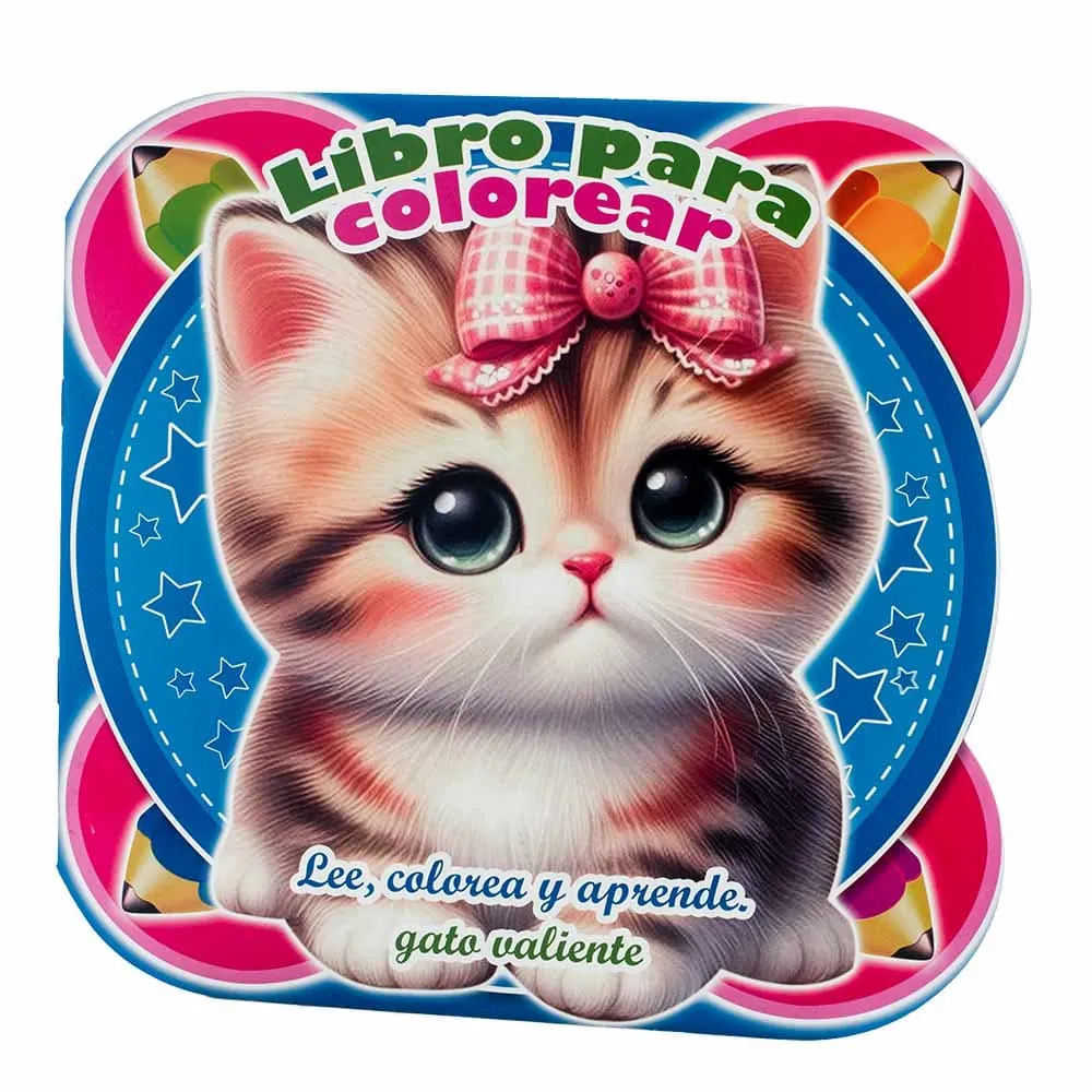 Libro Colorear Gato Valiente 12 Páginas