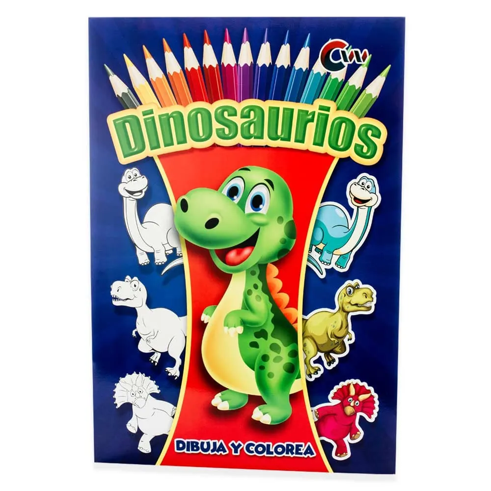 Libro Colorear Dinosaurios Con Sticker 12 Páginas