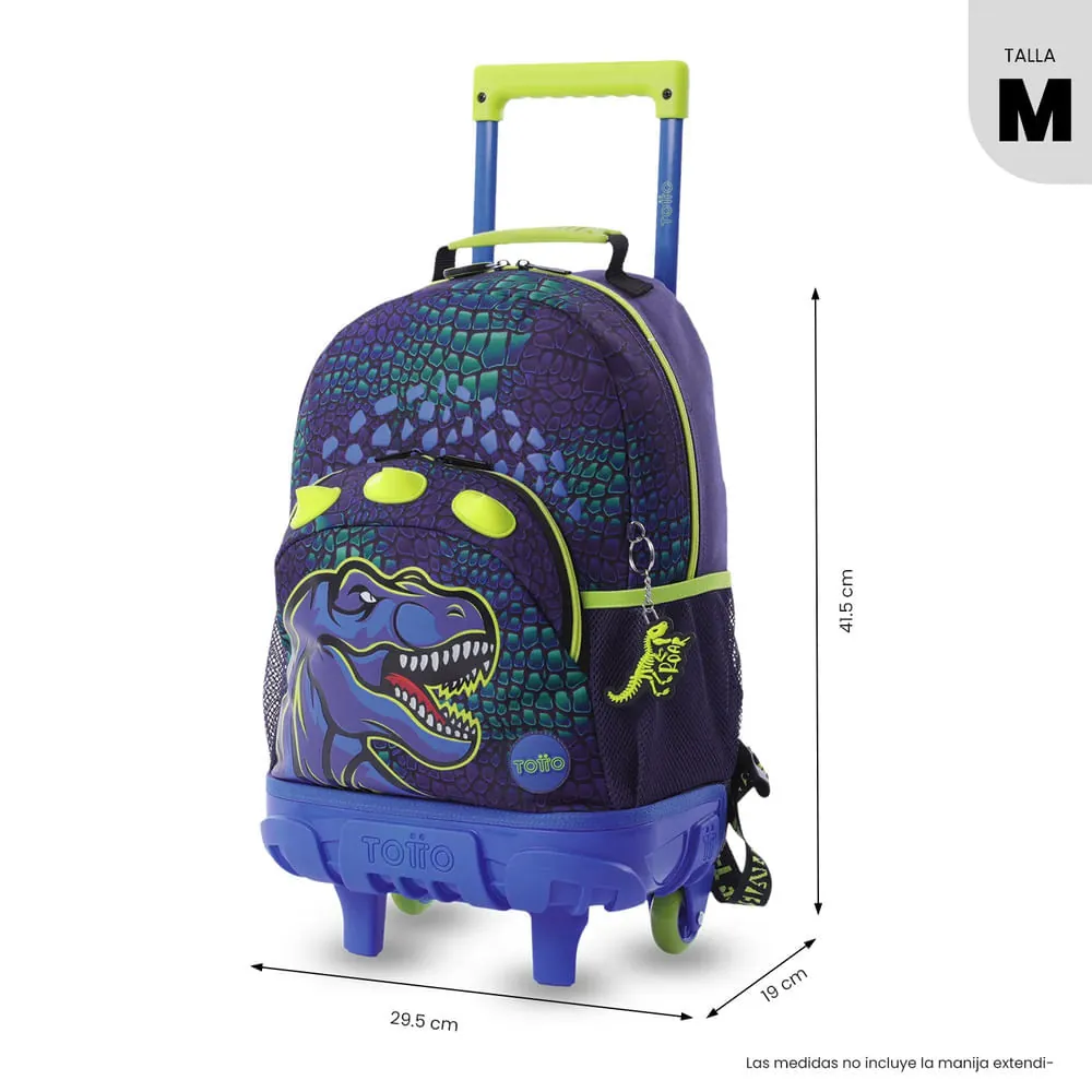 Maleta Niño con ruedas Dino Rock Mediano Azul