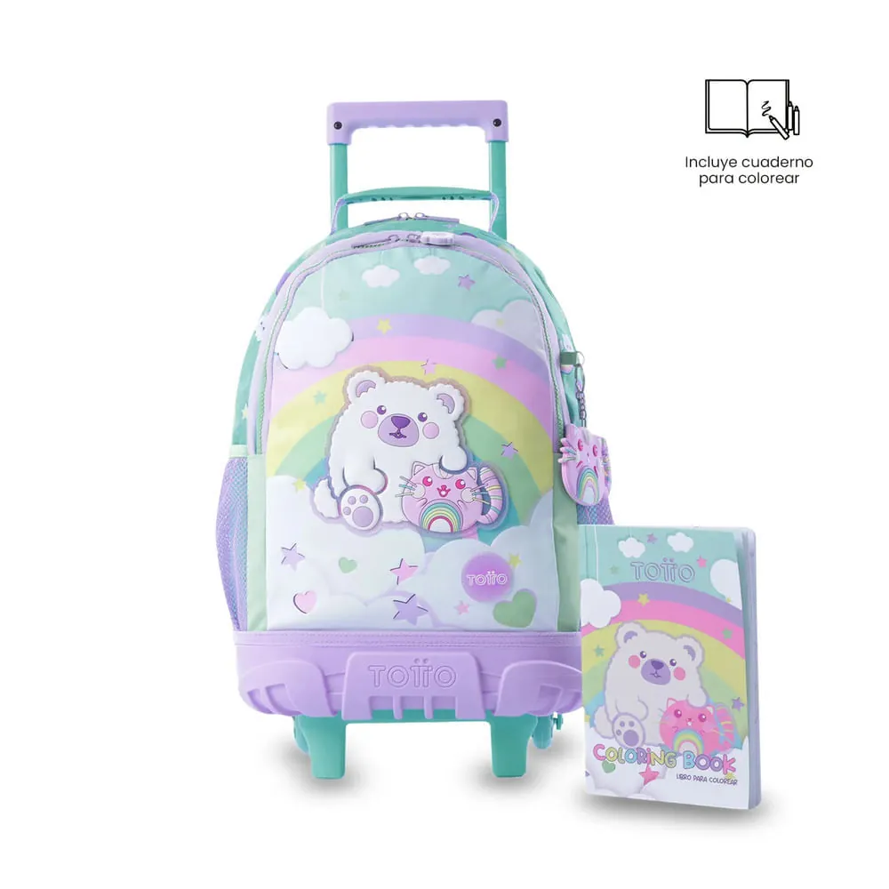 Maleta Niña con ruedas + Libro Para Colorear Little Magic Azul