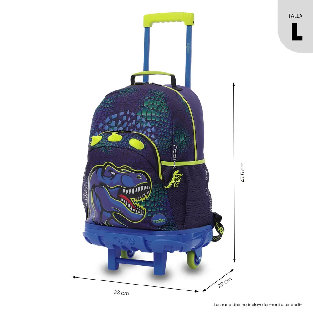 Maleta Niño con ruedas Dino Rock Grande Azul