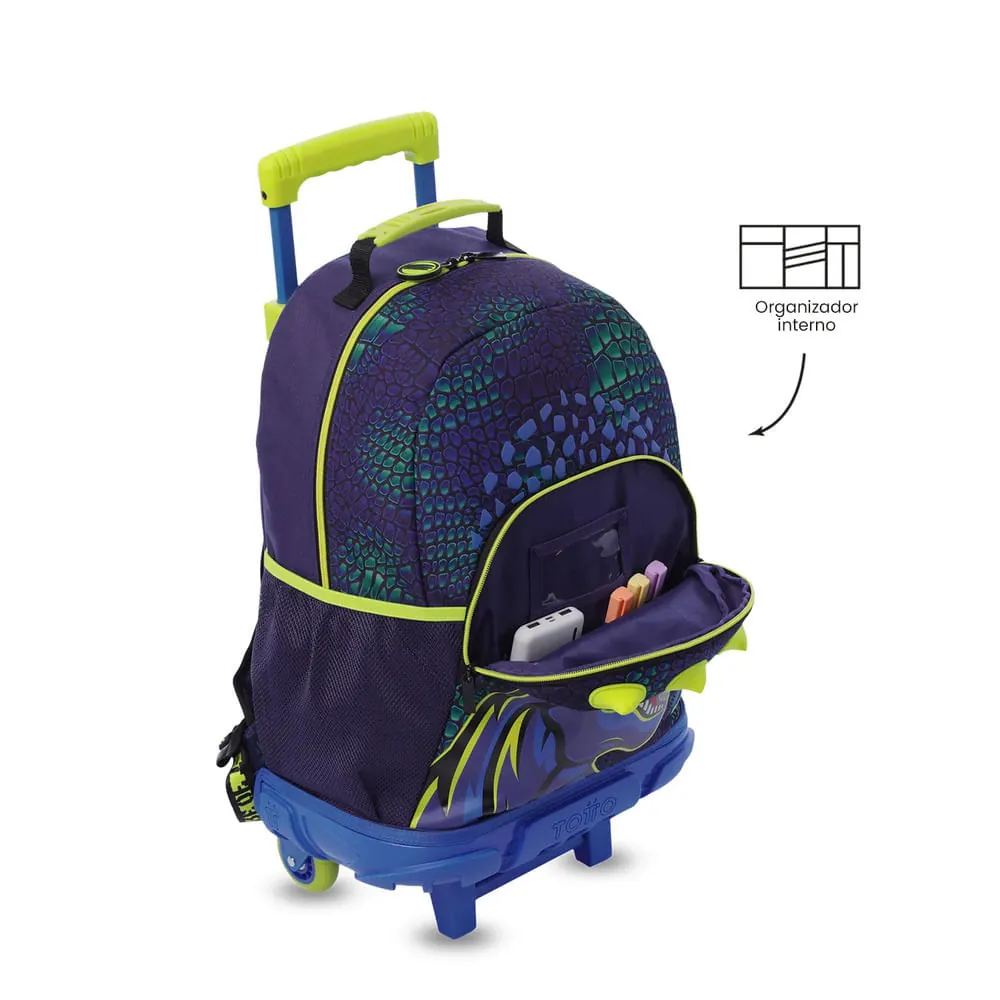 Maleta Niño con ruedas Dino Rock Grande Azul
