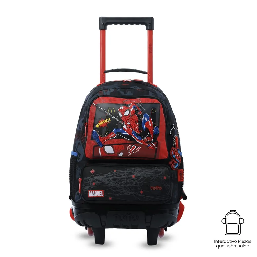 Maleta Niño con ruedas Spiderman Hero Mediano Negro