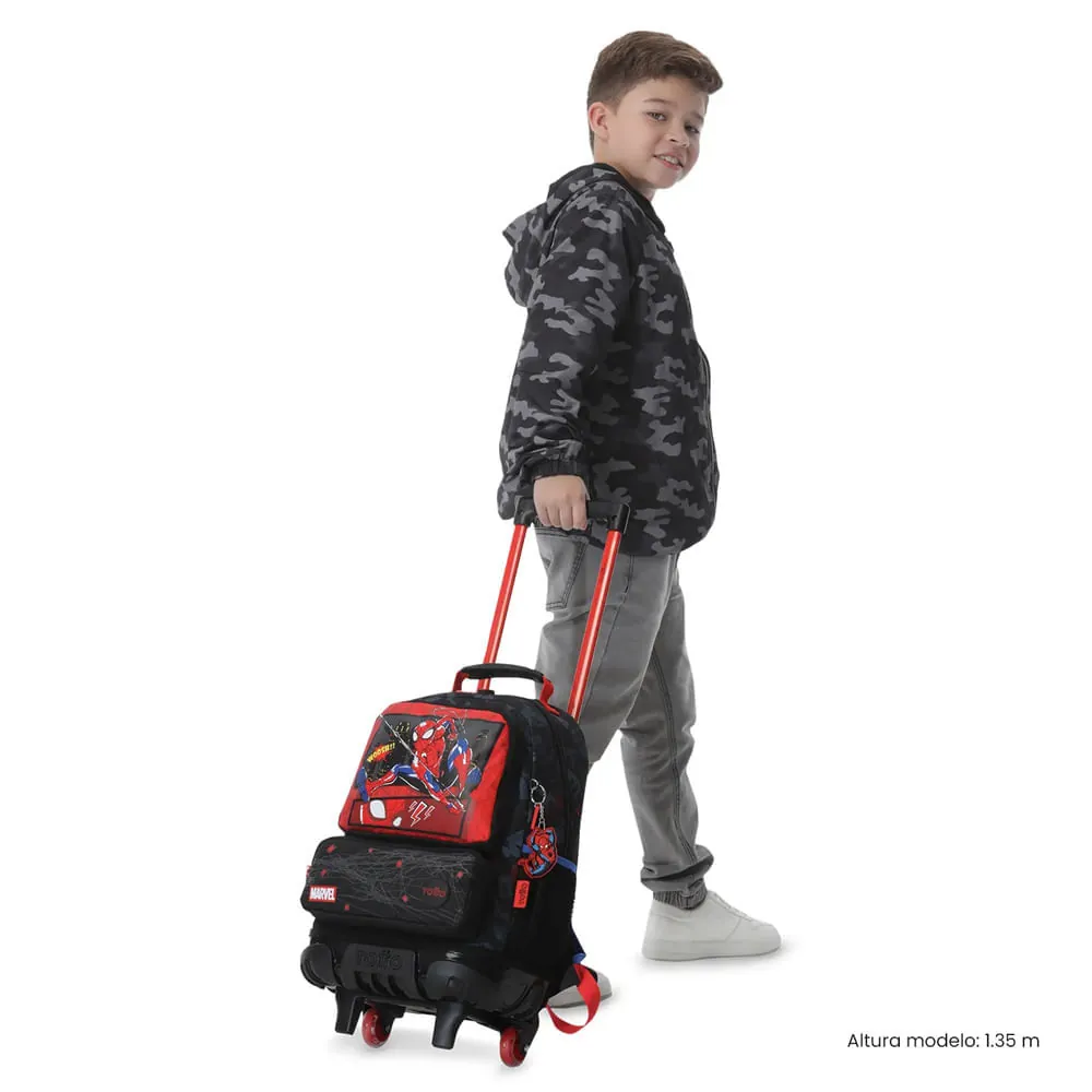 Maleta Niño con ruedas Spiderman Hero Mediano Negro