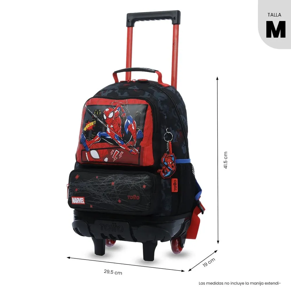 Maleta Niño con ruedas Spiderman Hero Mediano Negro