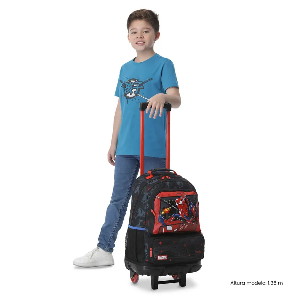 Maleta Niño con ruedas Spiderman Hero Grande Negro