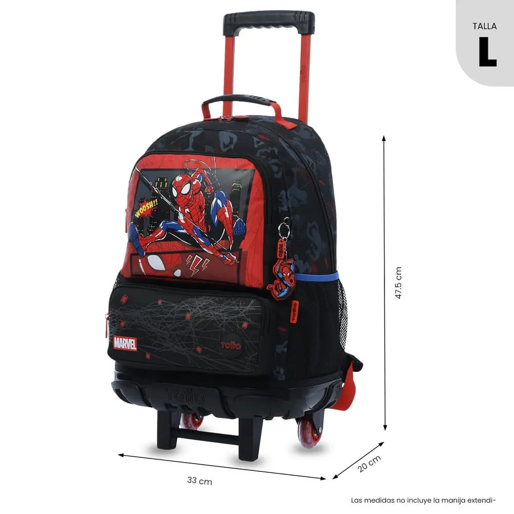 Maleta Niño con ruedas Spiderman Hero Grande Negro