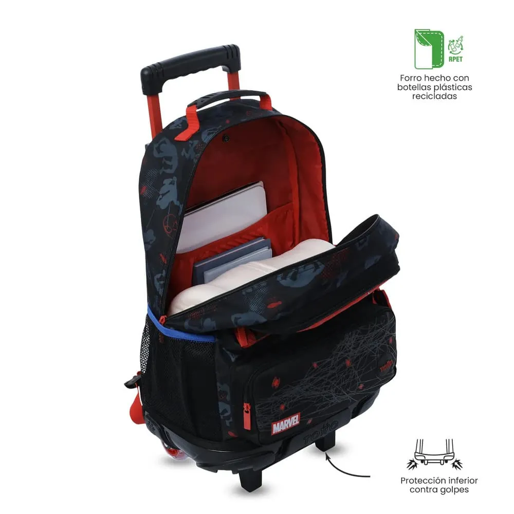 Maleta Niño con ruedas Spiderman Hero Grande Negro