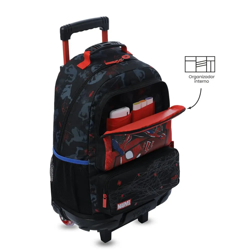 Maleta Niño con ruedas Spiderman Hero Grande Negro