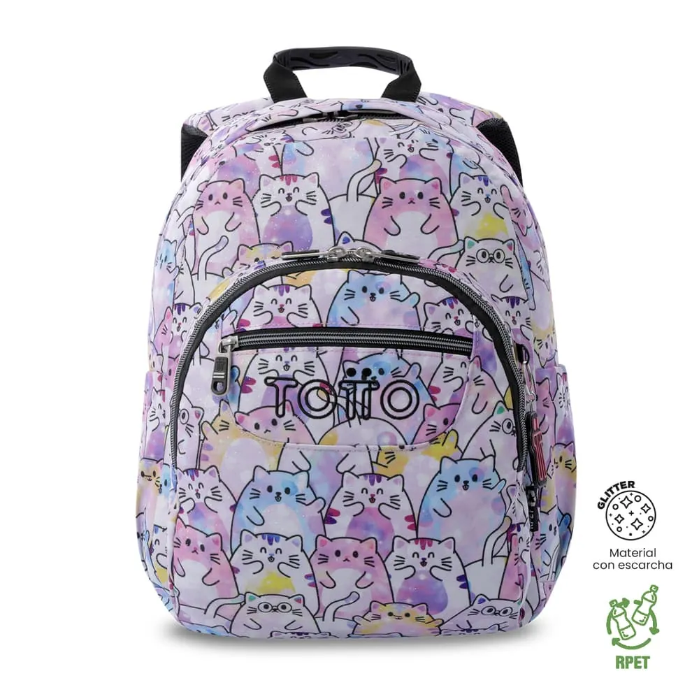 Morral Juvenil Porta PC 13" Gommas Glitter Rosado
