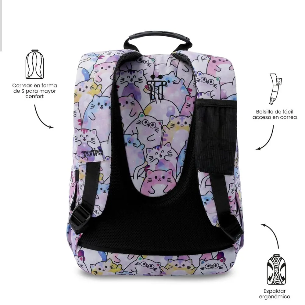 Morral Juvenil Porta PC 13" Gommas Glitter Rosado