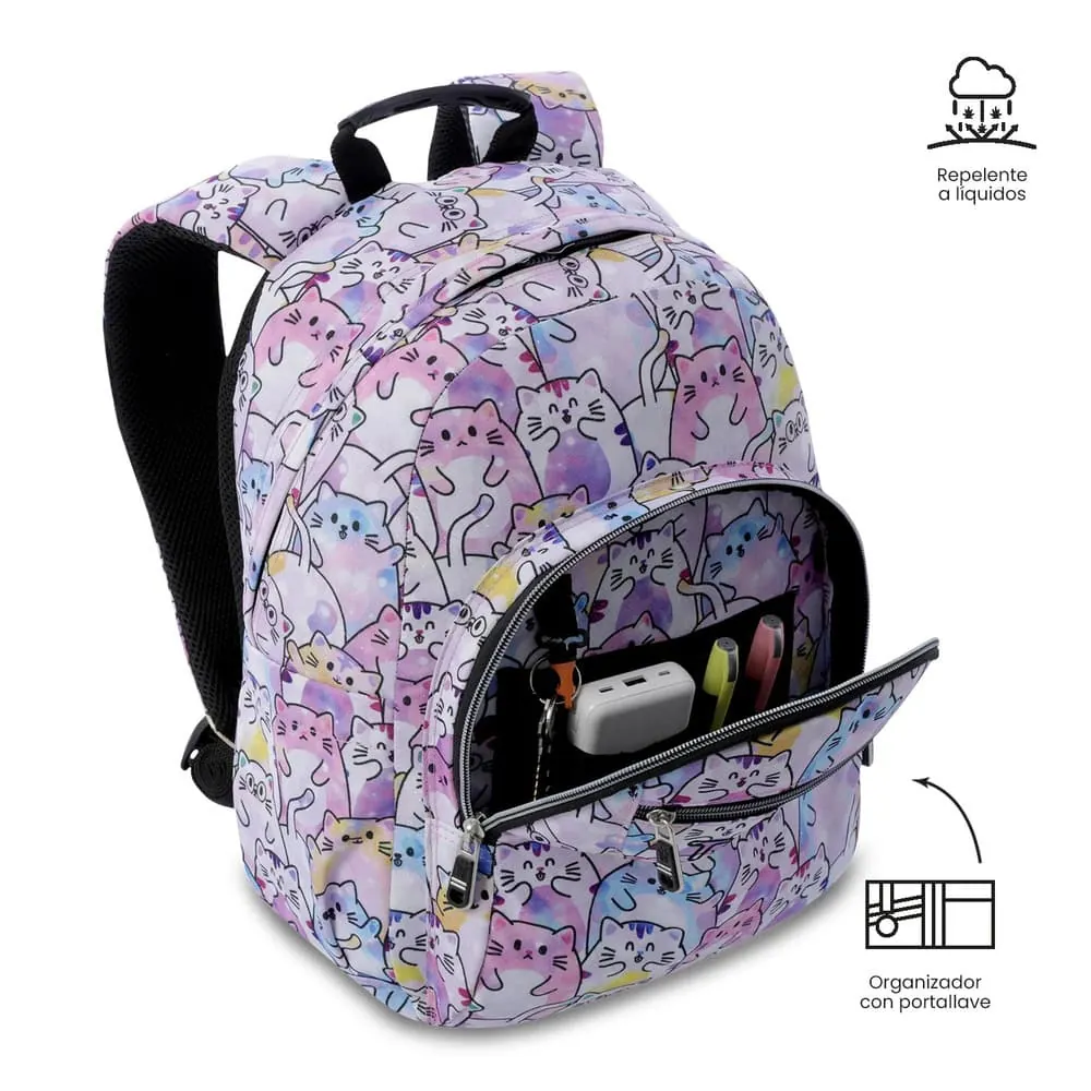Morral Juvenil Porta PC 13" Gommas Glitter Rosado