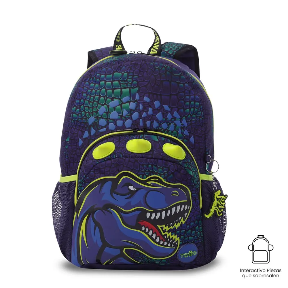 Morral Niño Dino Rock Mediano Azul