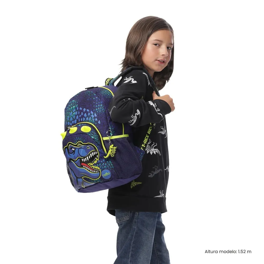 Morral Niño Dino Rock Mediano Azul