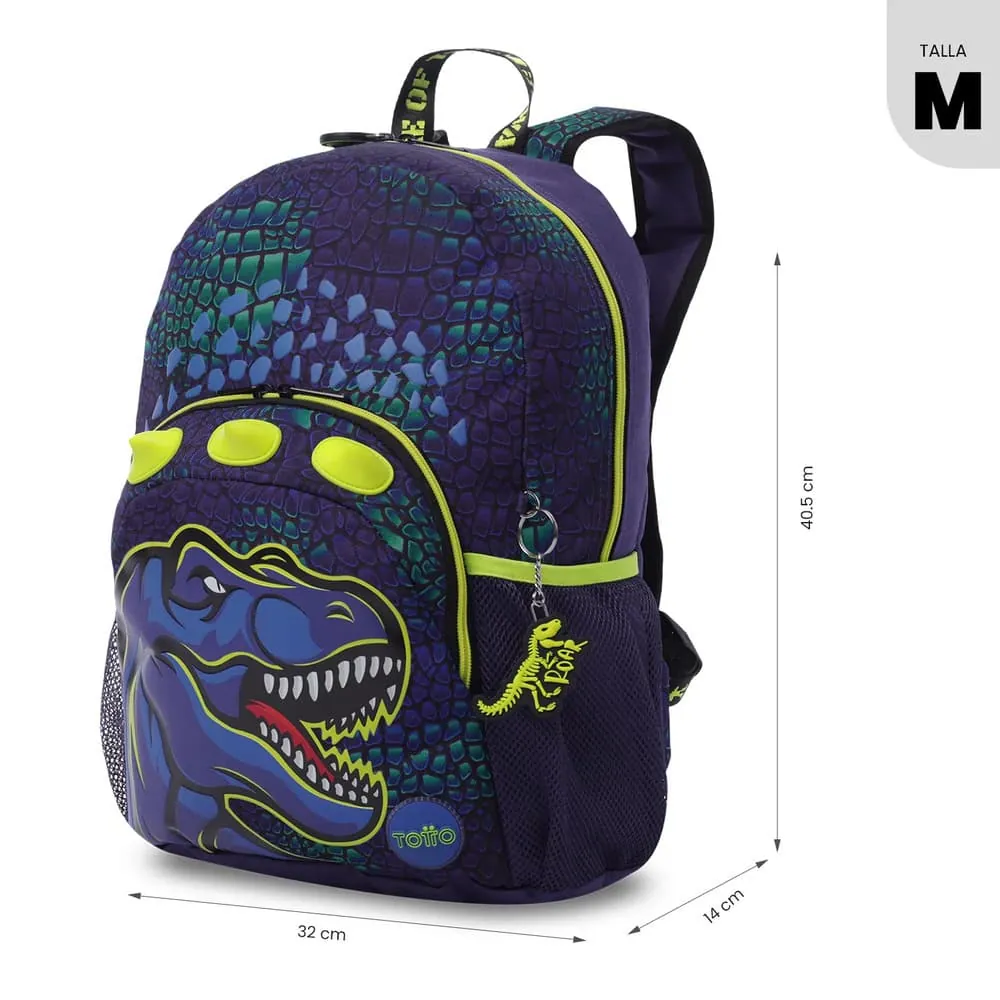 Morral Niño Dino Rock Mediano Azul
