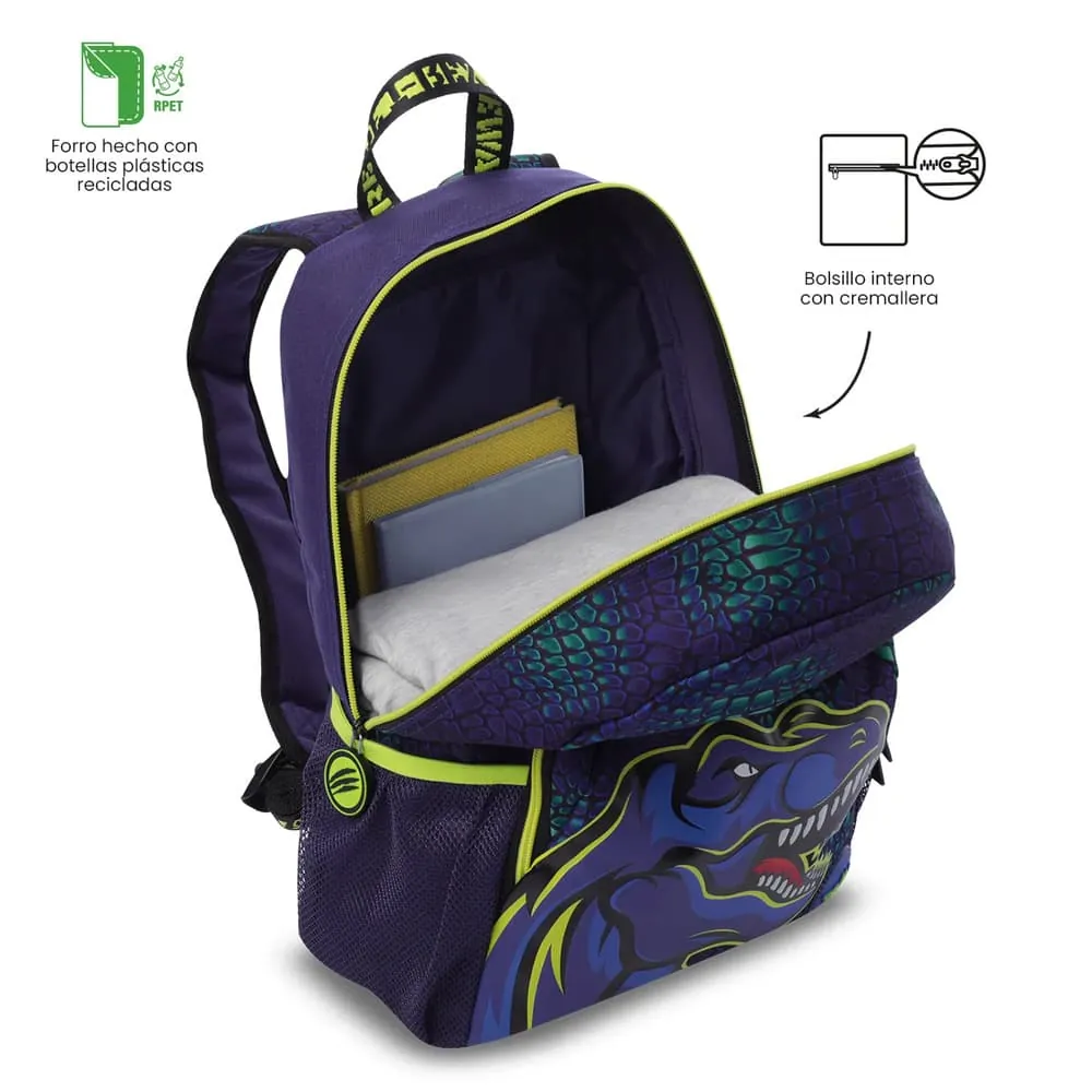 Morral Niño Dino Rock Mediano Azul