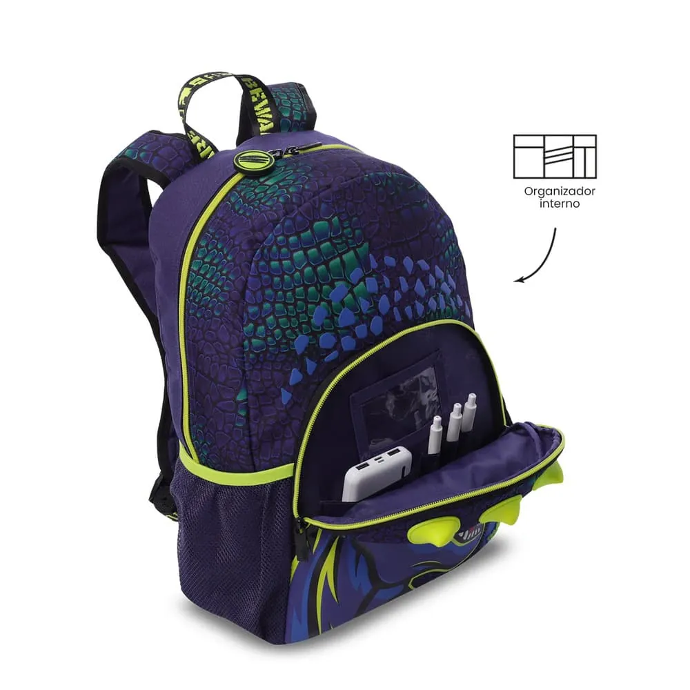 Morral Niño Dino Rock Mediano Azul