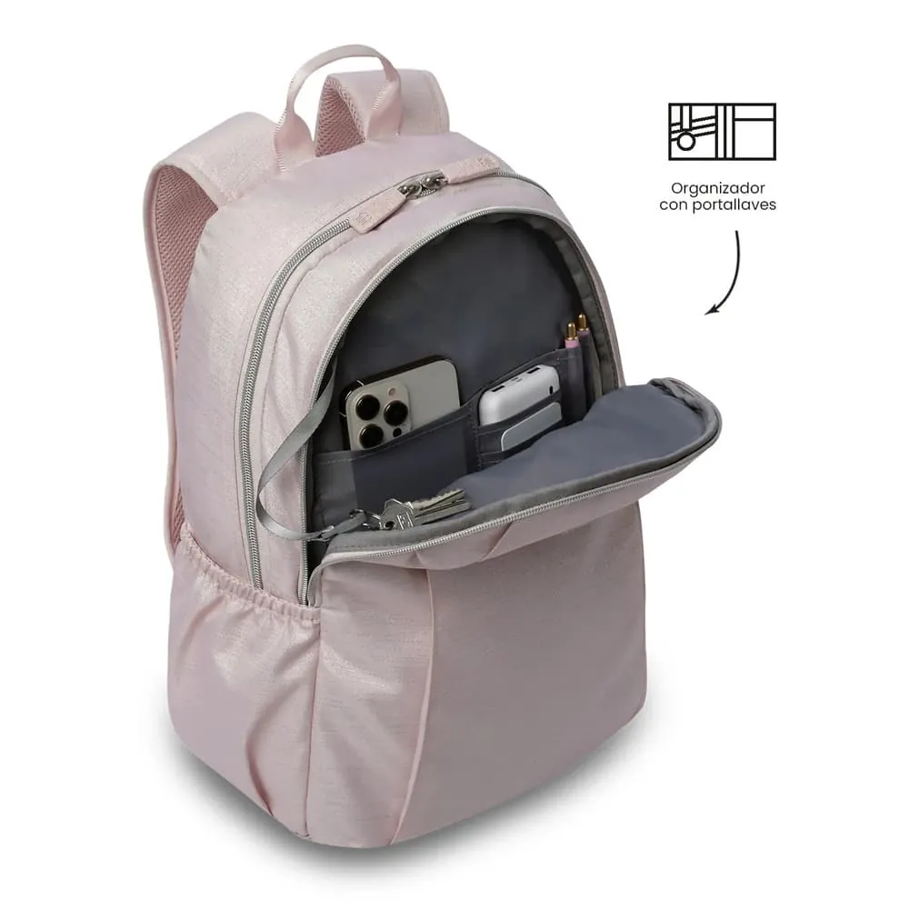 Morral Universitario Modena M3 Shiny Porta PC 14" Rosado Mujer