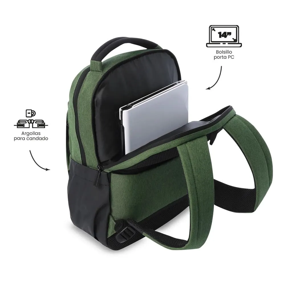 Morral Ejecutivo Porta PC 14" Deleg 2.0 Verde Hombre