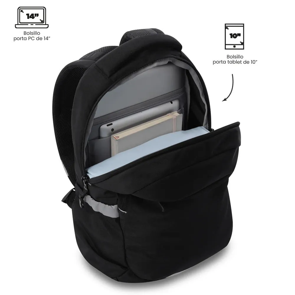 Morral Universitario Porta PC 14" Misisipi Negro Unisex
