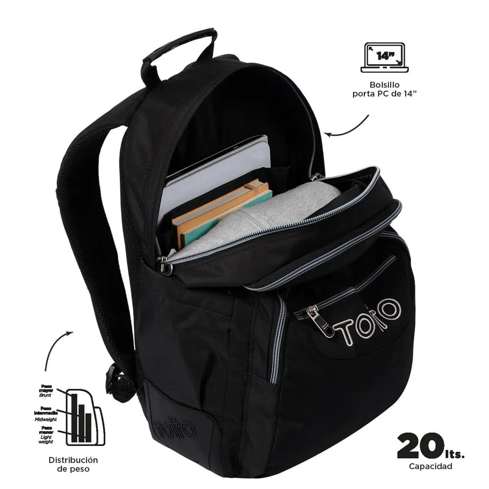 Morral Juvenil Porta PC 14" Rayol Negro