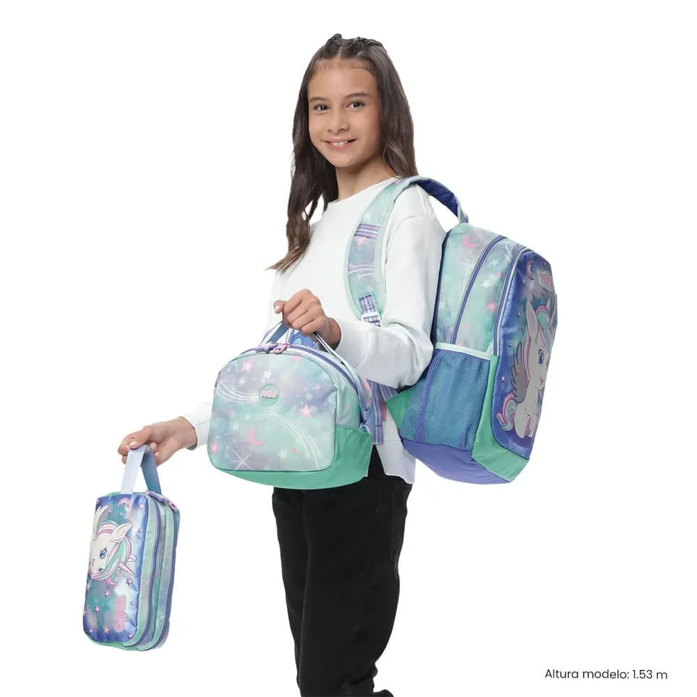 Combo Escolar Niña X3 Morral + Lonchera + Multiuso Magic Dreams Verde