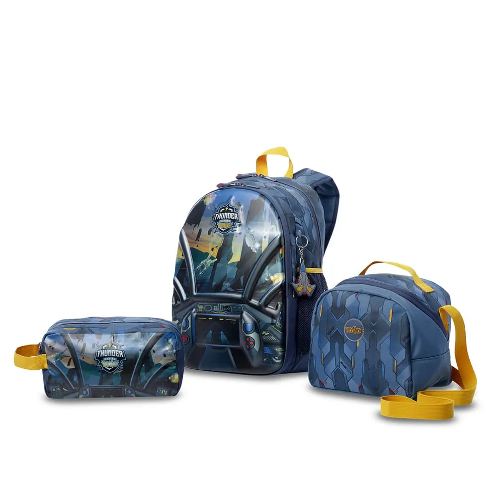 Combo Escolar Niño X3 Morral + Lonchera + Multiuso Sentinel Gris