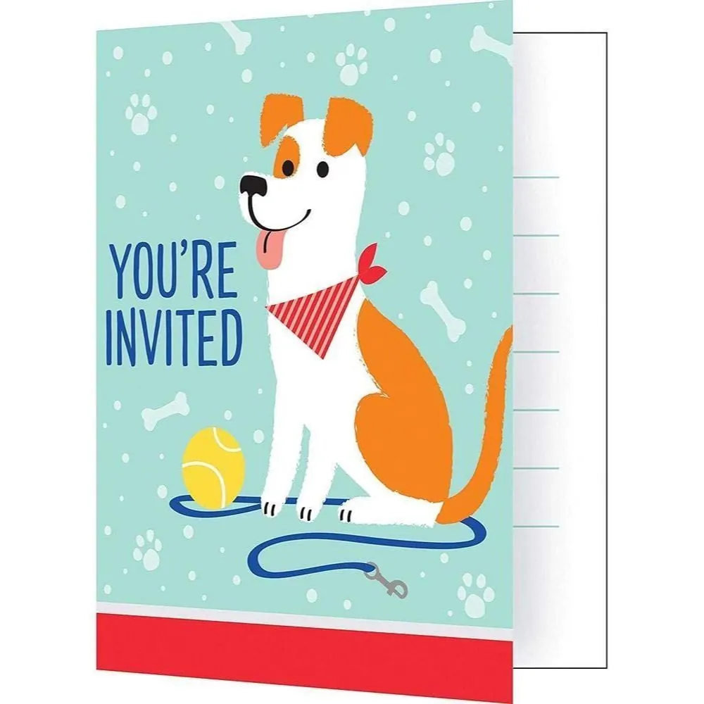Tarjeta De Invitación Diseño Perritos X8.