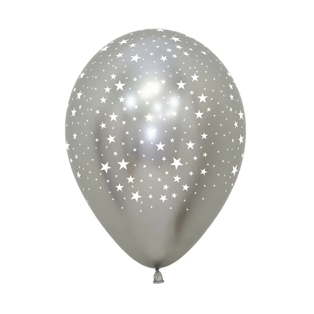 Globo X50 Látex Estrellas Plata R-5