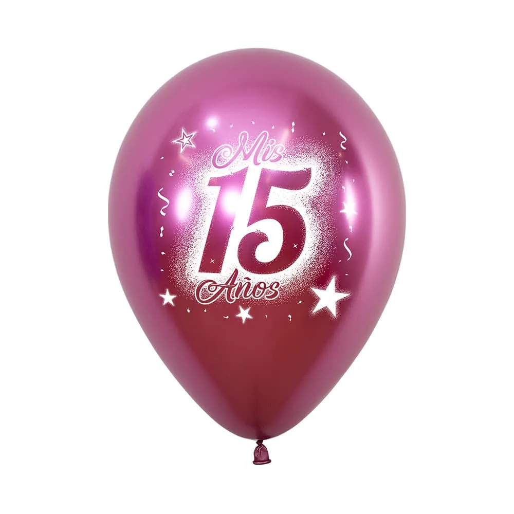 Globo X12 Látex Mis 15 Años Reflex Fucsia R-12