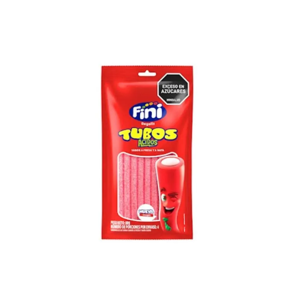 Dulces Fini Tubos Fresa Ácido 80 Gr