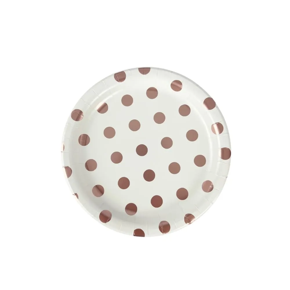 Platos Rosados Gold Puntos X8 17 Cm