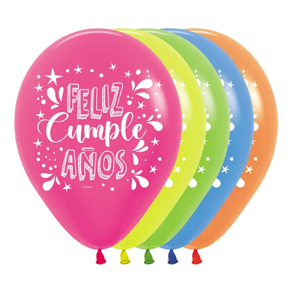 Globo X50 Feliz Cumpleaños Neón Surtido R-12