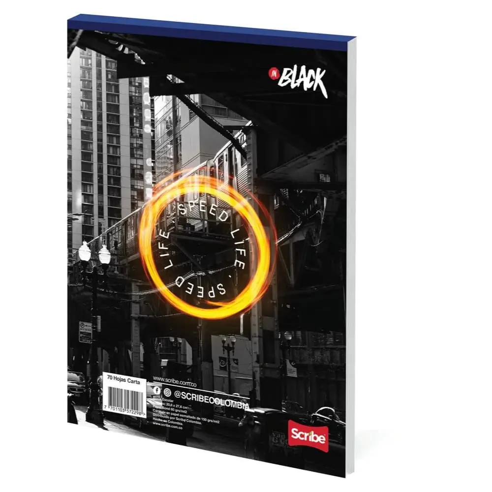 Block Carta Cuaderno In Black 70 Hojas