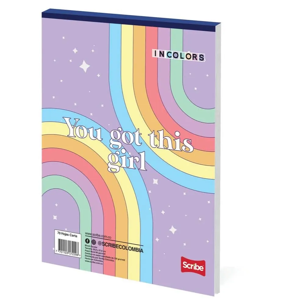 Block Carta Cuaderno Incolors 70 Hojas Surtido