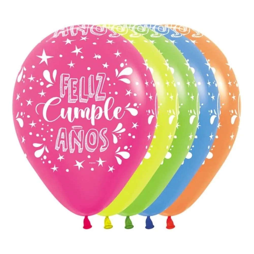 Globo Feliz Cumpleaños Neón R-12 X12