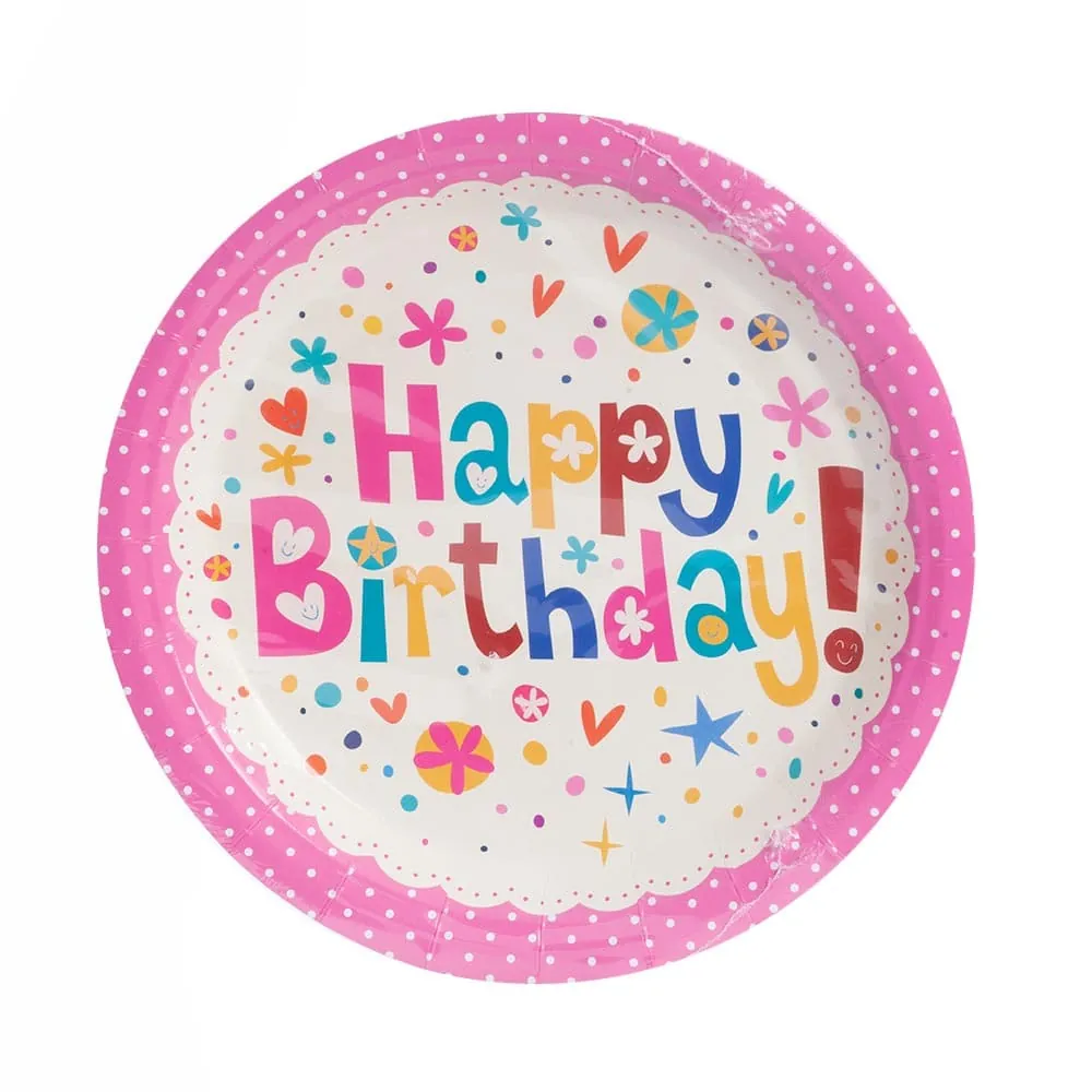 Plato Rosado Happy Birthday Grande