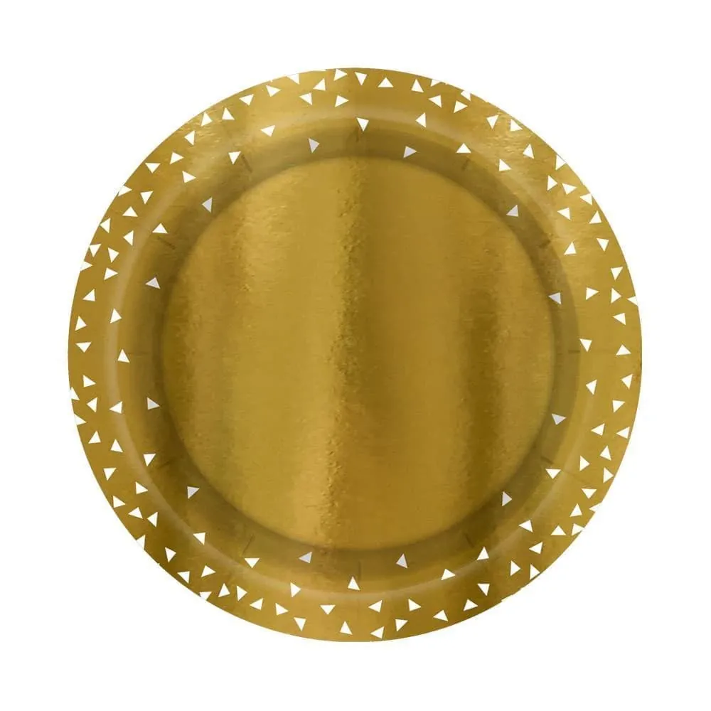 Platos Dorados Triángulos 18 Cm X8