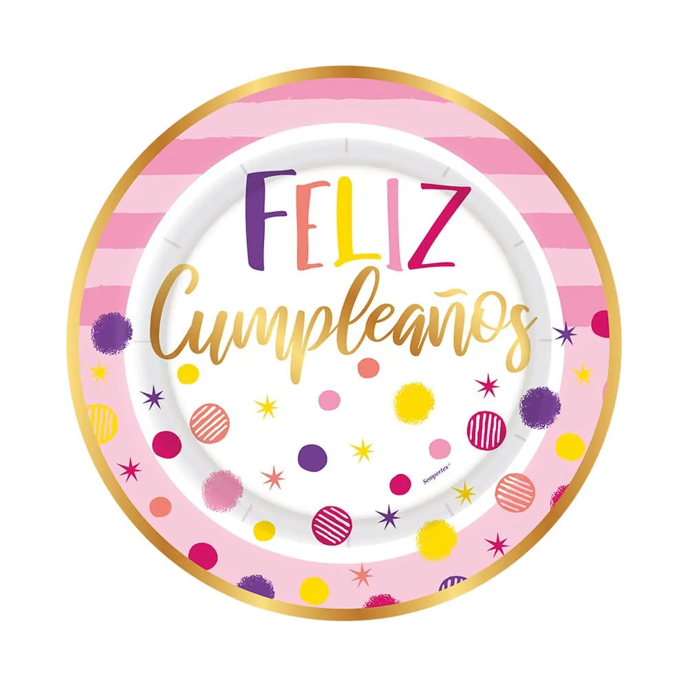 Platos Feliz Cumpleaños 17 Cm X8