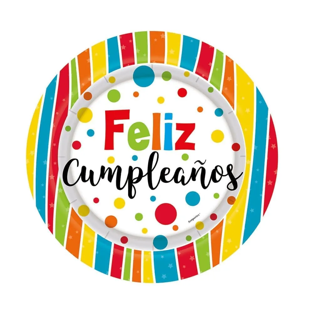Platos Feliz Cumpleaños 17 Cm X8